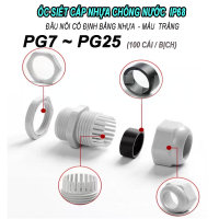 Ốc siết cáp nhựa chống nước , Ốc siết cáp nhựa loại tốt có ron chống cháy kích thước PG7 ~ PG25 chống cháy. BH: 1 năm ( 1 đổi 1 )