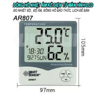 Đồng hồ nhiệt ẩm kế điện tử AR807 đo nhiệt độ phòng, độ ẩm, nhiệt ẩm kế điện tử kiêm đồng hồ báo thức màn hình LCD