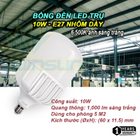 Bóng đèn Led trụ 10W.15W.20W siêu sáng tiết kiệm điện thân kín nước mưa E27 nhôm dày