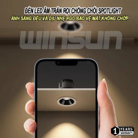 Đèn Led âm trần rọi chống chói Spotlight 7W.10W.12W CRI>98 lỗ khoét 75, chóa Đen