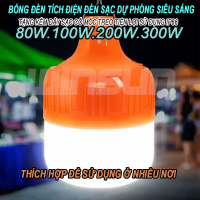 Bóng Đèn Tích Điện Đèn Sạc Dự Phòng Siêu Sáng 80W.100W.200W.300W Tặng Kèm Dây Sạc