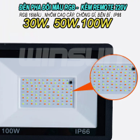 Đèn pha đổi màu 50W RGB kèm Remote 220V. BH: 2 năm ( 1 đổi 1 )