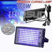 Đèn LED UV 50W.100W tia cực tím 395nm đèn sấy keo UV, Đèn UV sấy keo, Đèn UV sấy resin, Đèn UV mạnh có phích công tắc