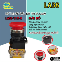 Nút nhấn đầu dù, Công tắc nhấn đề đầu nấm dù LA38 Phi 22. BH: 1 năm ( 1 đổi 1 )