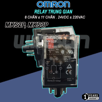 Relay Trung Gian OMRON MKS2P 8 Chân MKS3P 11 Chân 24VDC 220VAC Chính hãng