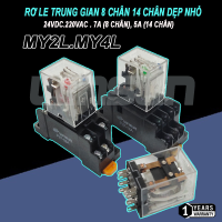 Rơ le trung gian, rơ le kiếng, rơ le kính, 8.14 chân dẹp nhỏ MY2L, MY4L dẹp lớn LY2L