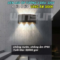 Đèn led hắt tường, đèn hắt tường hợp kim nhôm chống nước 6 tia 8 tia đèn led ốp tường 2 đầu. BH: 2 năm ( 1 đổi 1 )