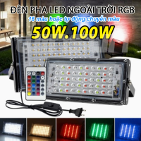 Đèn pha Led đổi màu RGB 16 màu chống nước hắt tường 50W 100W Có Điều Khiển-Remote, nhiều chế độ sáng tự động chuyển màu
