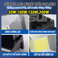 Đèn Pha LED ngoài trời, Đèn Pha COB 5054 50W/100W/200W 220V, Chống nước IP66, Ánh sáng trắng. BH: 2 năm ( 1 đổi 1 )