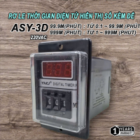 Rơ le thời gian ASY-3D rơ le thời gian hiển thị số 220VAC tặng đế PF083A có tai 8 chân tròn 99,9s-99,9m-999s-999m