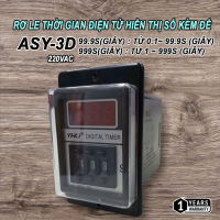 Rơ le thời gian ASY-3D rơ le thời gian hiển thị số 220VAC tặng đế PF083A có tai 8 chân tròn 99,9s-99,9m-999s-999m