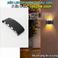 Đèn led hắt tường, đèn hắt tường hợp kim nhôm chống nước 6 tia 8 tia đèn led ốp tường 2 đầu. BH: 2 năm ( 1 đổi 1 )