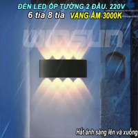 Đèn led hắt tường, đèn hắt tường hợp kim nhôm chống nước 6 tia 8 tia đèn led ốp tường 2 đầu. BH: 2 năm ( 1 đổi 1 )