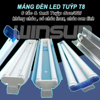 Máng đèn led tuýp T8 - 6 tấc & 1m2 Tuýp đơn/đôi. Không chóa, có chóa phản quang inox, chóa sơn tĩnh. BH: 1 năm