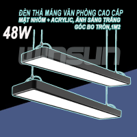 Đèn thả máng văn phòng cao cấp mặt nhôm + Acrylic, ánh sáng trắng góc bo tròn, đèn máng thả trần dạng hộp 1m2 48W. BH: 2 năm ( 1 đổi 1 )