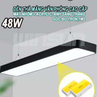 Đèn thả máng văn phòng cao cấp mặt nhôm + Acrylic, ánh sáng trắng góc bo tròn, đèn máng thả trần dạng hộp 1m2 48W. BH: 2 năm ( 1 đổi 1 )
