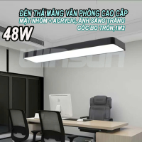 Đèn thả máng văn phòng cao cấp mặt nhôm + Acrylic, ánh sáng trắng góc bo tròn, đèn máng thả trần dạng hộp 1m2 48W. BH: 2 năm ( 1 đổi 1 )
