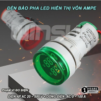 Đèn báo pha hiển thị volt ampe đèn báo volt ampe phi 22 màu đỏ vàng xanh trắng