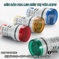 Đèn báo pha hiển thị volt ampe đèn báo volt ampe phi 22 màu đỏ vàng xanh trắng