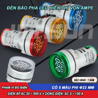 Đèn báo pha hiển thị volt ampe đèn báo volt ampe phi 22 màu đỏ vàng xanh trắng