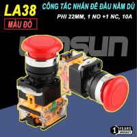 Nút nhấn đầu dù, Công tắc nhấn đề đầu nấm dù LA38 Phi 22. BH: 1 năm ( 1 đổi 1 )