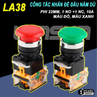 Nút nhấn đầu dù, Công tắc nhấn đề đầu nấm dù LA38 Phi 22. BH: 1 năm ( 1 đổi 1 )