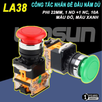 Nút nhấn đầu dù, Công tắc nhấn đề đầu nấm dù LA38 Phi 22. BH: 1 năm ( 1 đổi 1 )