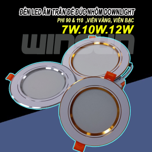 Đèn Led downlight âm trần 7W, 9W, 12W. Ánh sáng trắng, 3 màu. BH: 2 năm ( 1 đổi 1 )