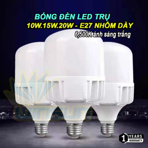 Bóng đèn Led trụ 10W.15W.20W siêu sáng tiết kiệm điện thân kín nước mưa E27 nhôm dày