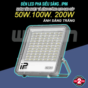 Đèn Pha Led 100W Chiếu Sáng Ngoài Trời Đủ Công Suất Chiếu Sáng Biển Quảng Cáo - Ánh Sáng Trắng - BH 2 Năm