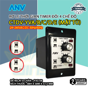 Rơ LE Thời Gian Timer đôi 4 chế độ CTDV-YVA/B/C/D/E (mặt tủ)