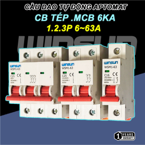 Cầu dao tự động Aptomat Tép Winsun, MCB, CB Tép