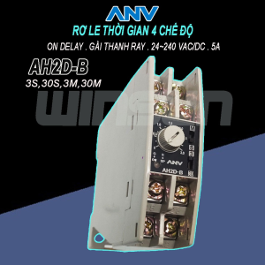 Rơ LE Thời Gian 4 chế độ ANV AH2D-B (gài thanh ray) 24~240 VAC/DC
