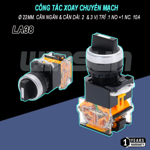 Công Tắc Xoay 2 Vị Trí, Xoay 3 Vị Trí Phi 22 LA-38. BH: 1 năm ( 1 đổi 1 )