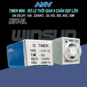 Timer mini H3Y-2L 220VAC rơ le thời gian 8 chân dẹp lớn