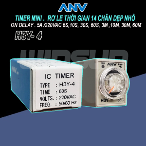 Timer mini H3Y- 4 220VAC rơ le thời gian 14 chân dẹp nhỏ