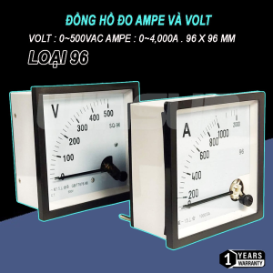 Đồng hồ đo Ampe và Volt cao cấp mặt 96x96 ( 50A-4000A & 500V )