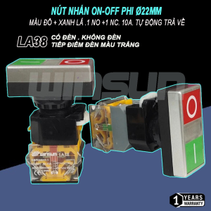 Nút nhấn ON-OFF phi 22mm LA38. BH: 1 năm ( 1 đổi 1 )