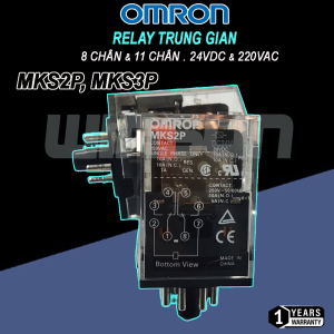 Relay Trung Gian OMRON MKS2P 8 Chân MKS3P 11 Chân 24VDC 220VAC Chính hãng