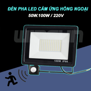 Đèn Pha Led Cảm Ứng Hồng Ngoại Ngoài Trời 50W.100W IP66 PIR cảm biến chuyển động. BH: 2 năm 1 đổi 1
