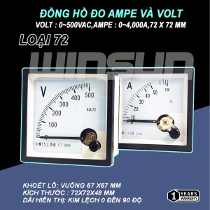 Đồng Hồ Ampe Kế, Votl Kế Winsun (72X72) đồng hồ đo dòng điện - dòng điện xoay chiều