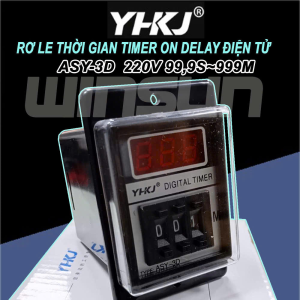Rơ le thời gian ASY-3D rơ le thời gian hiển thị số 220VAC tặng đế PF083A có tai 8 chân tròn 99,9s-99,9m-999s-999m