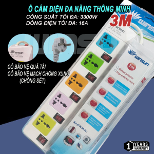 Ổ cắm điện đa năng, Ổ chịu tải 2500W, 3300W giờ dây nối 2m, 3m, Ổ cắm nối dài 10A, 16A