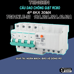 Cầu Dao Chống Giật RCBO 4P 6kA 30mA TENGEN