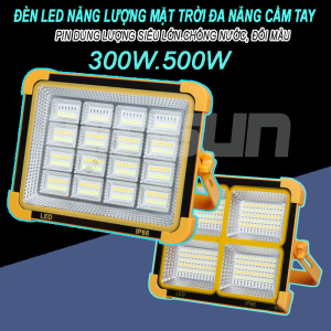 Đèn LED Năng Lượng Mặt Trời Đa Năng Cầm Tay 300W.500W. Đèn Tích Điện Chống Nước IP66 5 Chế Độ Sáng. Có Đèn Cảnh Báo. BH: 2 năm ( 1 đổi 1 )