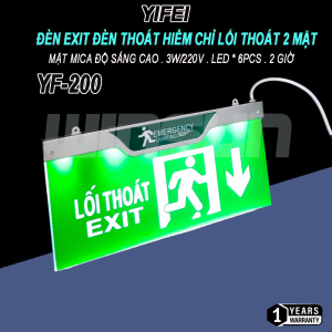Đèn exit đèn thoát hiểm chỉ lối thoát 2 mặt YIFEI mặt mica độ sáng cao