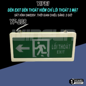 Đèn exit đèn thoát hiểm chỉ lối thoát 2 mặt YIFEI sắt kính