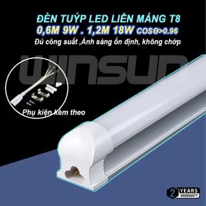 Đèn tuýp led liền máng T8 0,6m 1,2m Đèn led hắt trần ánh sáng trắng. BH: 2 năm ( 1 đổi 1 )