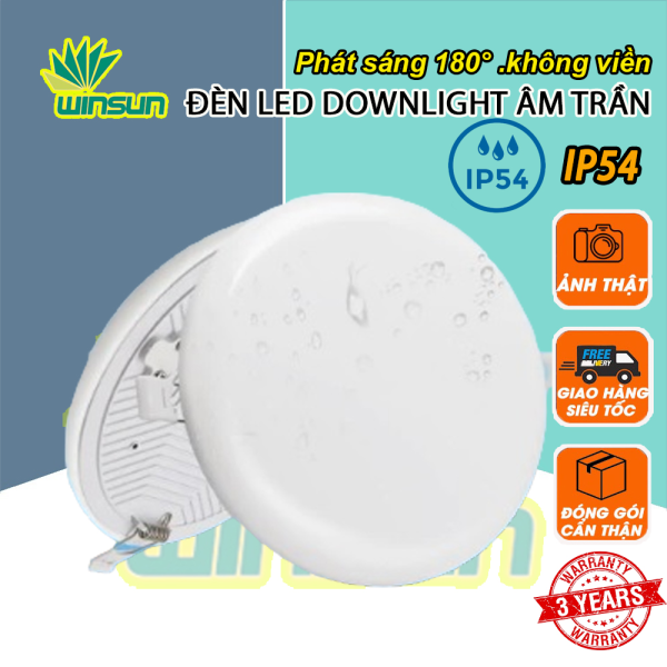 Đèn Led downlight âm trần 12W 24W 36W (tròn) chống nước phát sáng 180° không viền 3 màu IP54