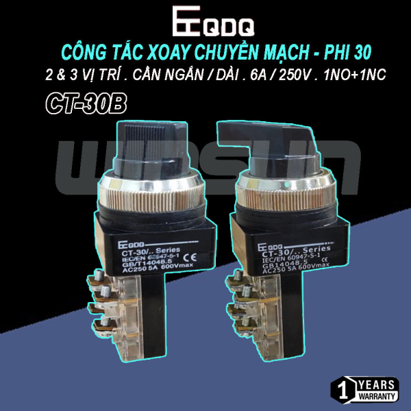 Công tắc xoay chuyển mạch 2, 3 vị trí QDQ CT-B Ø30mm 